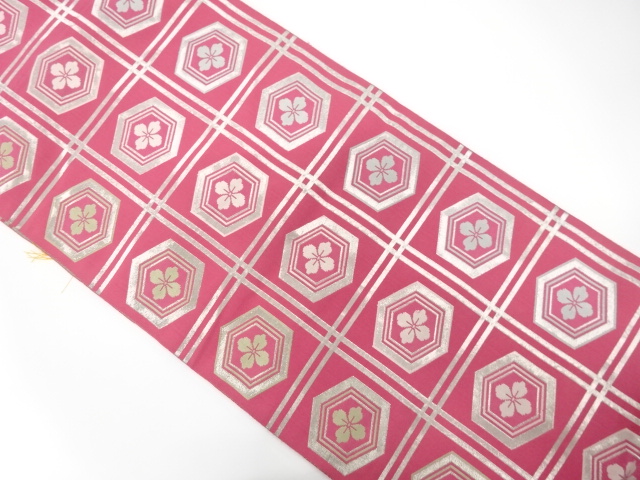 JAPANESE KIMONO / ANTIQUE NAGOYA OBI / SILK / CHIKUZEN HAKATA / WOVEN FLORAL KIKKO